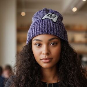 Luxury Handmade Red Knit Beanie with Luxury Patch